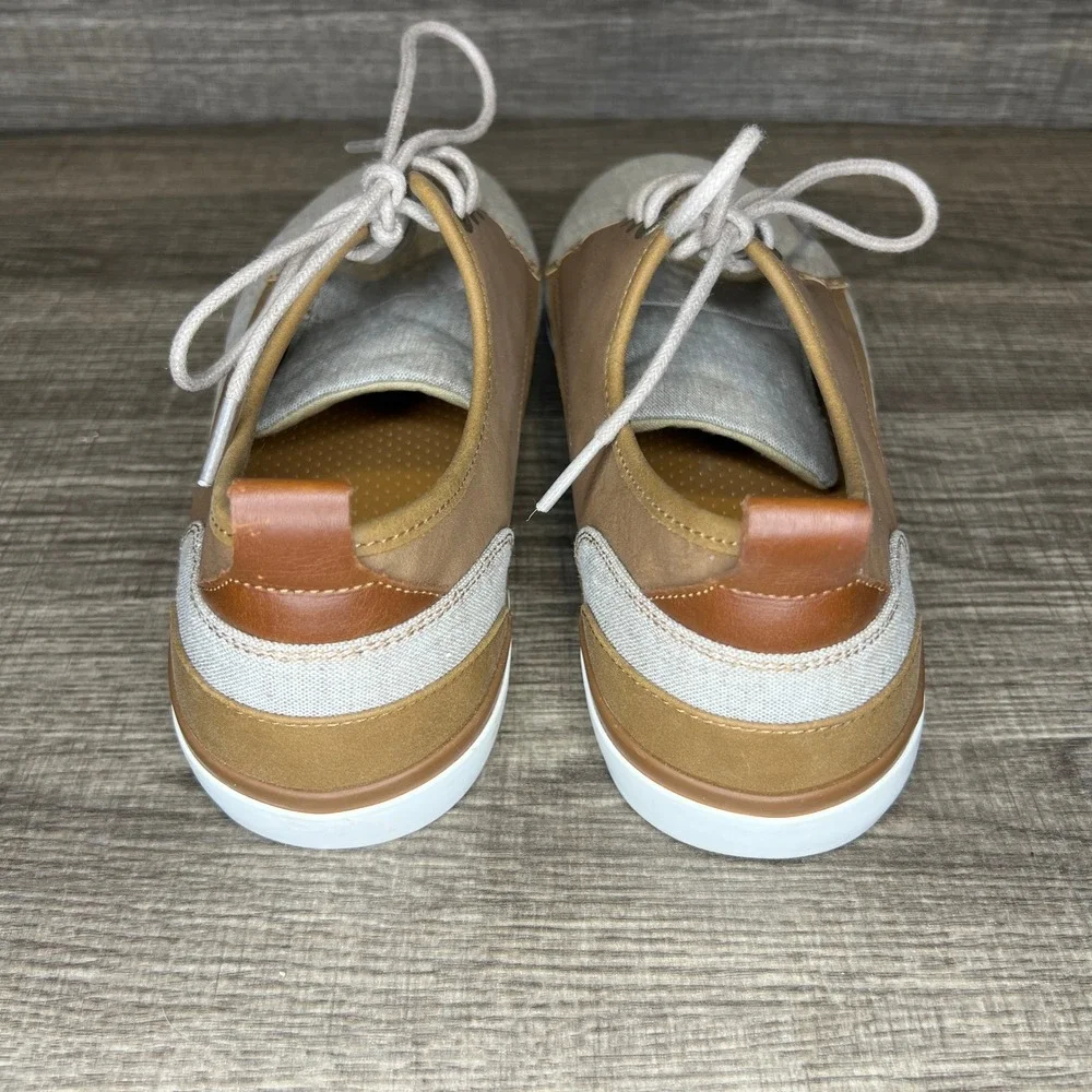 J Ferrar Mens Clutch‎ Oxford Dress Shoes Size 8.5 Tan Canvas Leather Old Money